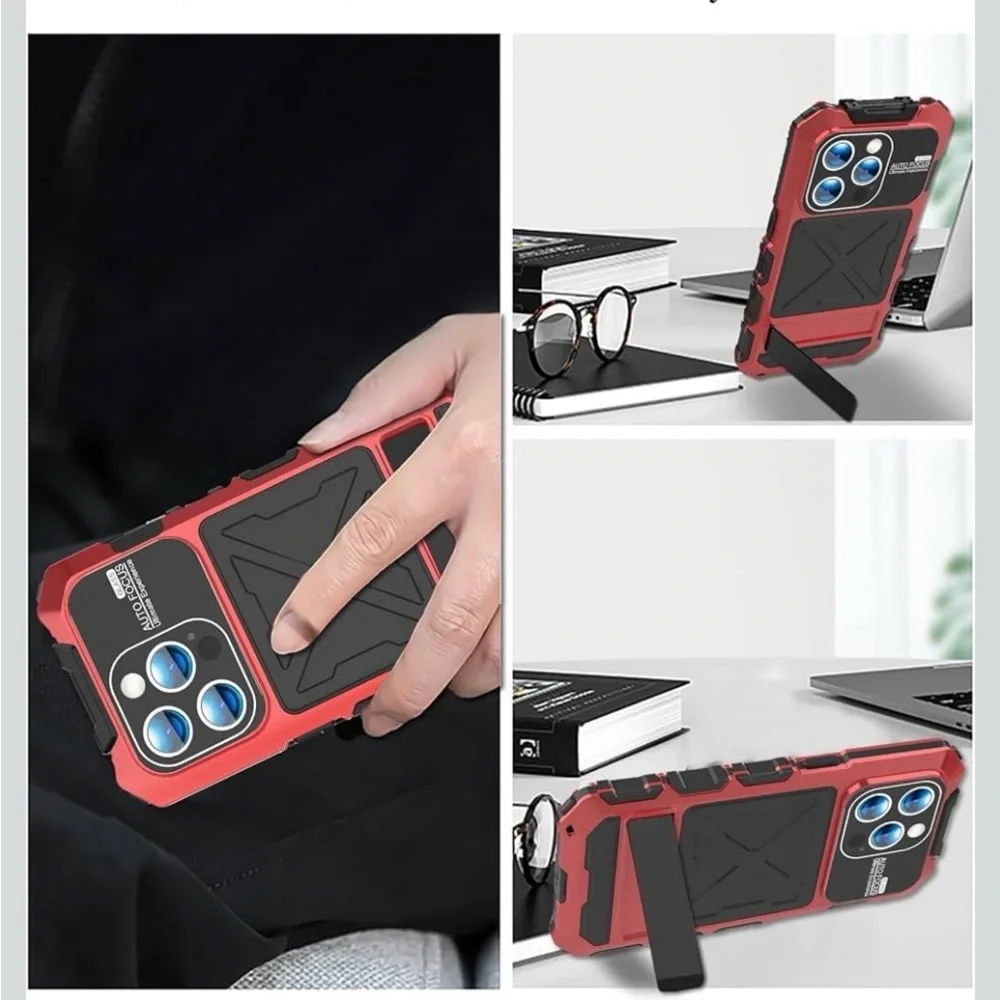 iPhone 15 Pro Case Heavy Duty Metal Aluminium Bumper Built in Camera Lens- New